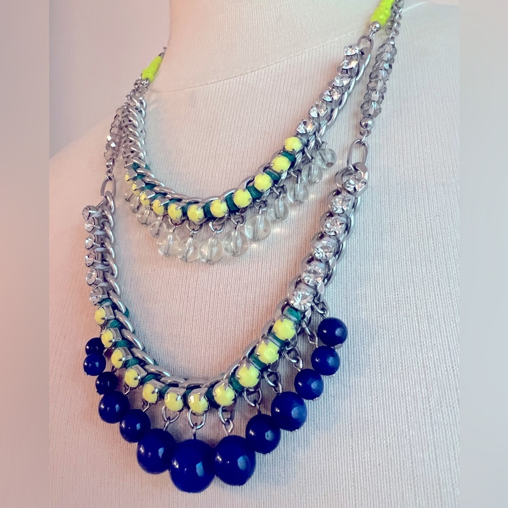 LOFT Blue Yellow Beads and Clear Crystals - Picture 3 of 6
